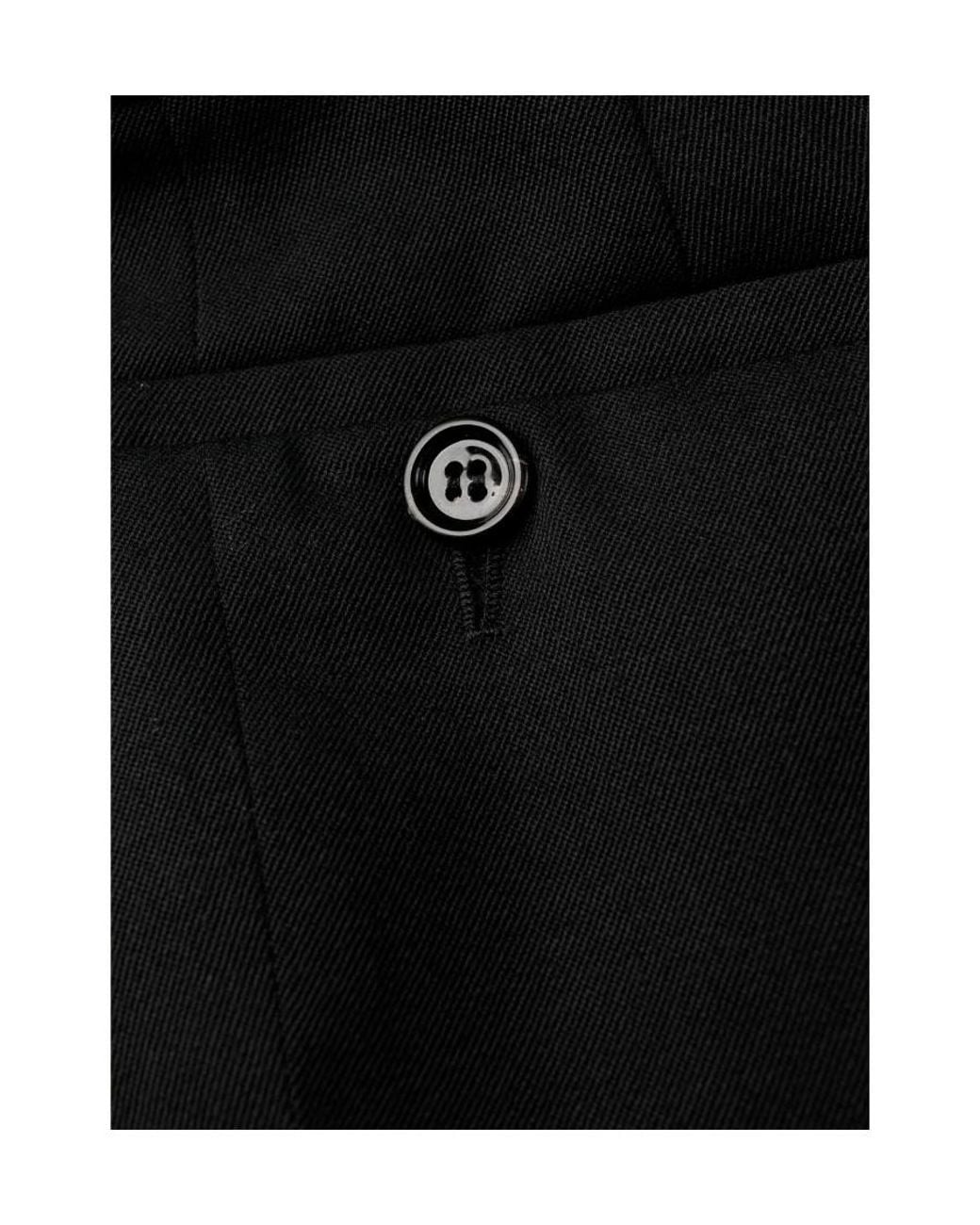 Prada Black Logo-Plaque Cropped Tailored Trousers