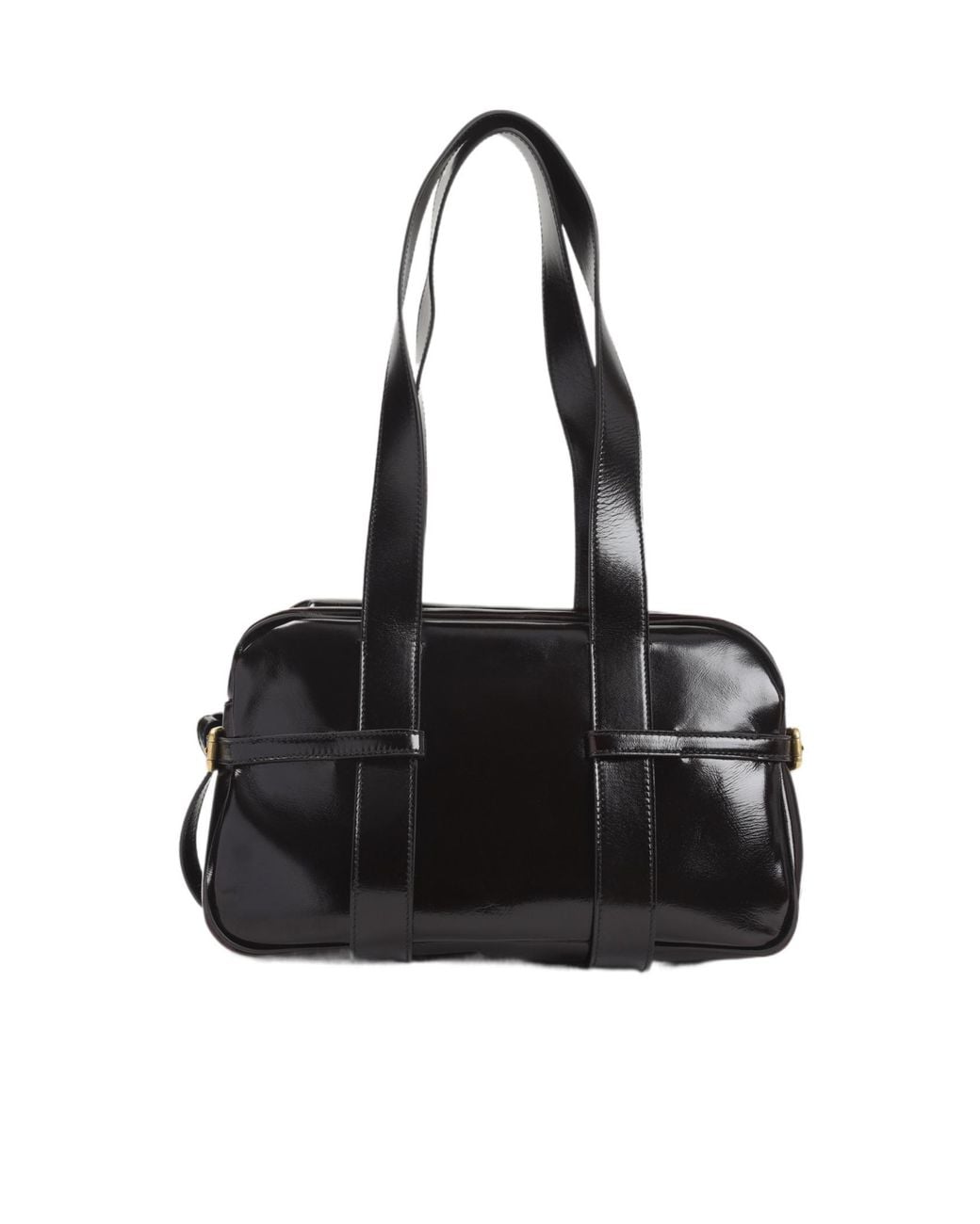 Dries Van Noten Black Logo Stamped Medium Bowling Shoulder Bag