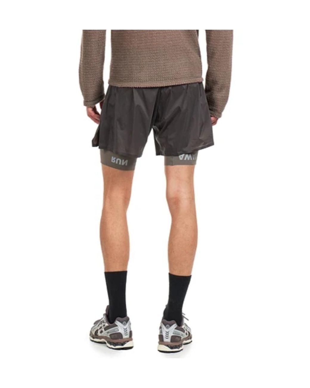 Satisfy Gray Techsilk 8' Layered Running Shorts for men