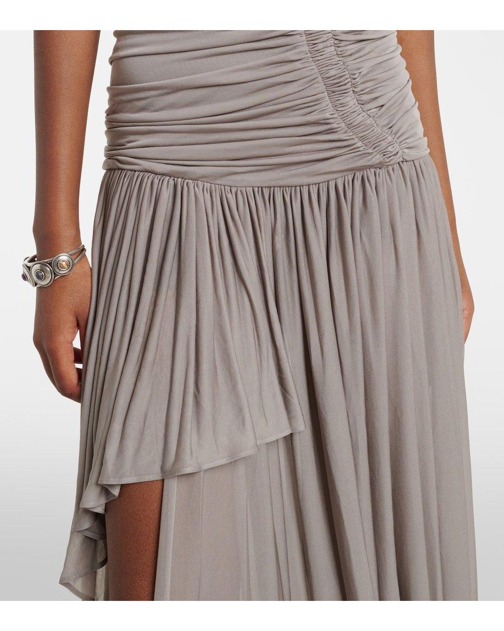 Christopher Esber Multicolor Ruched Asymmetric Midi Dress