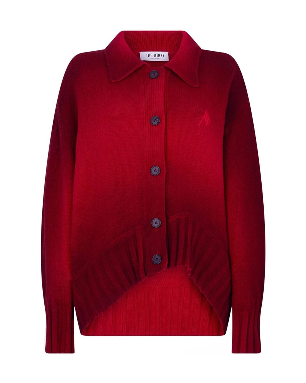The Attico Red The Sprayed Knit Button Cardigan