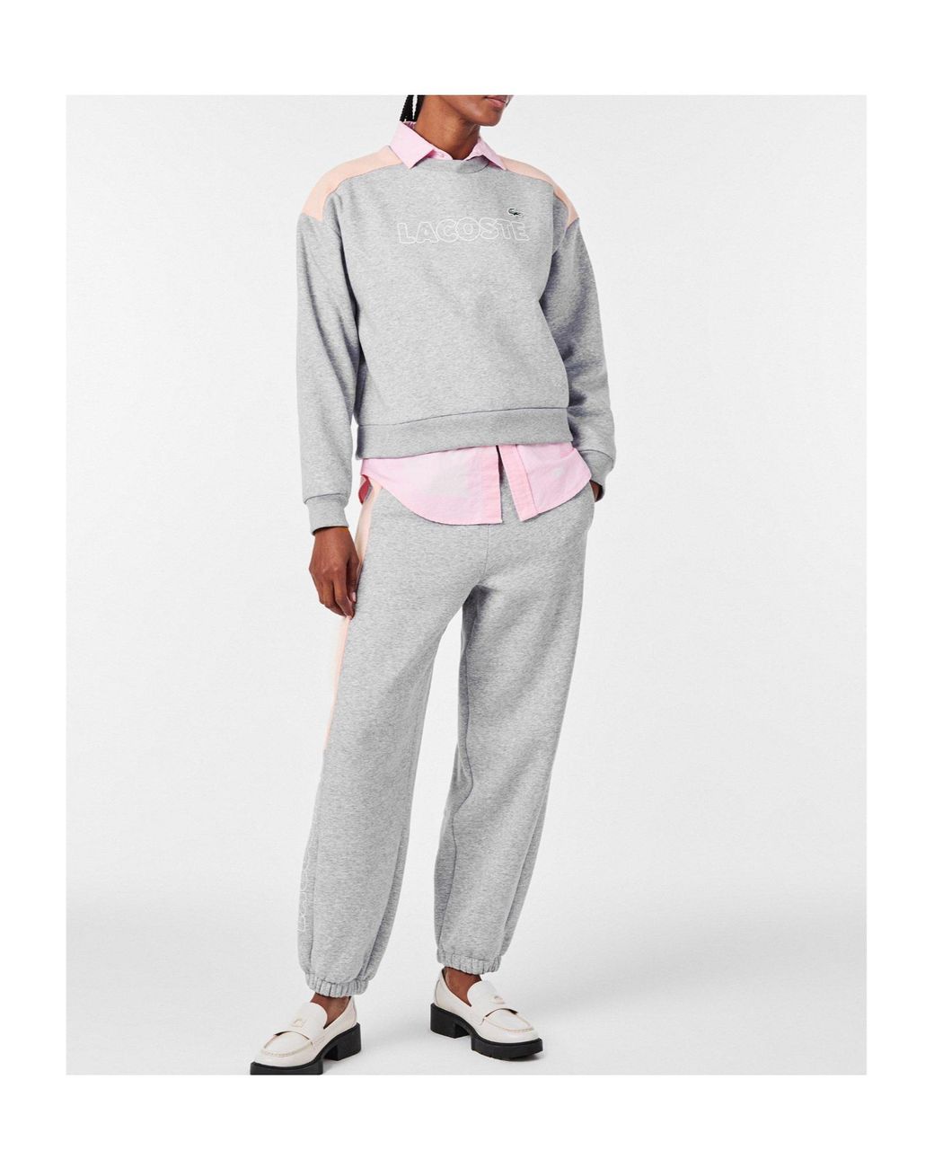 Lacoste Gray Cropped Crewneck Sweatshirt