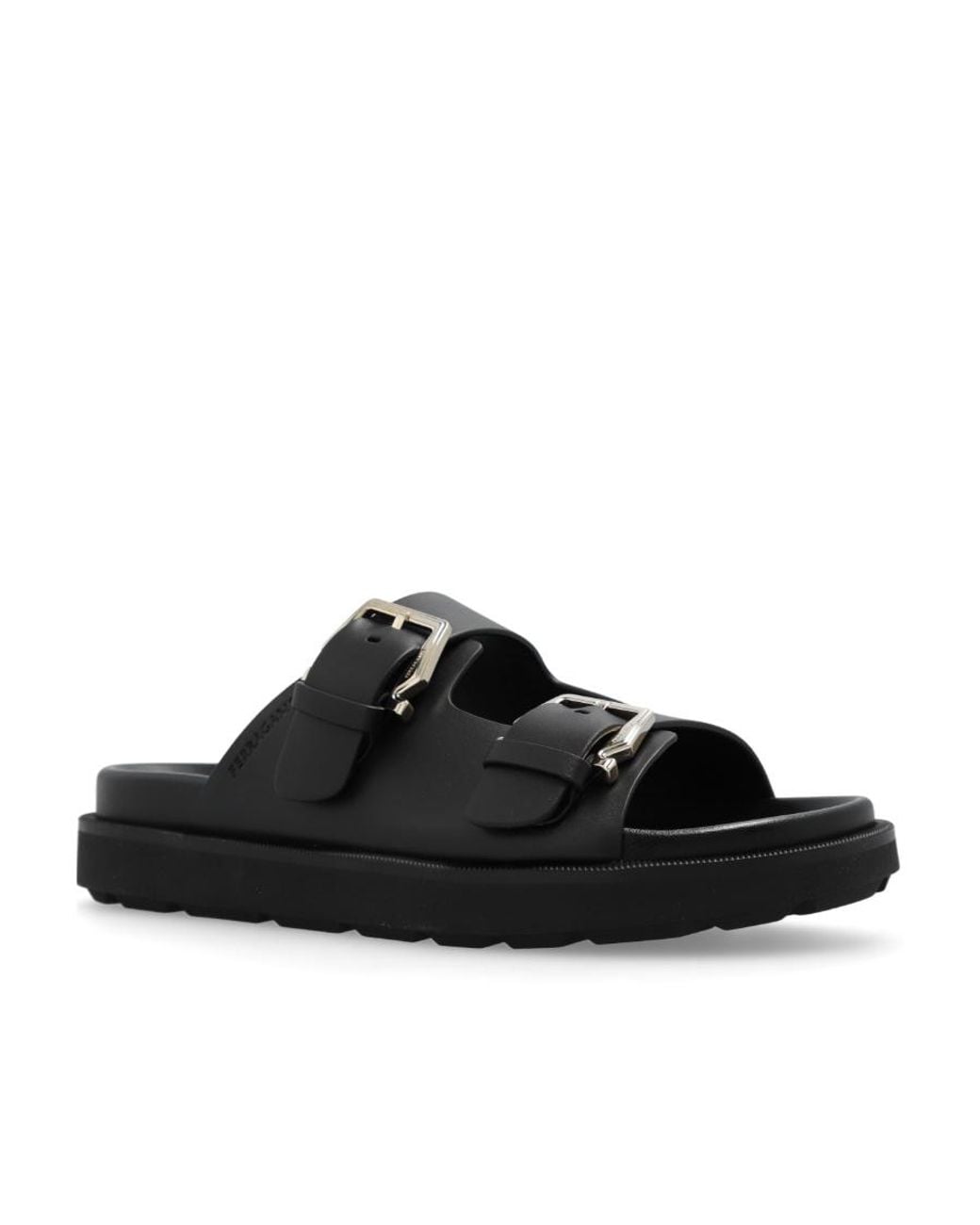 Ferragamo Black Logo Slippers