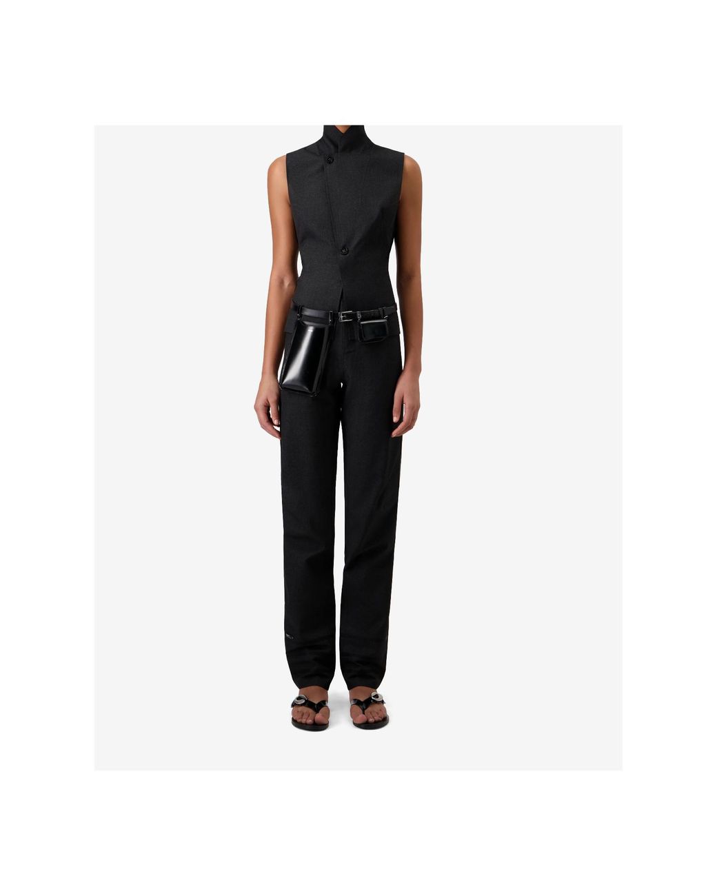 Coperni Black High Collar Button Knitted Top