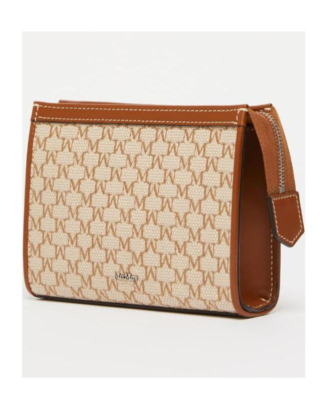 Max Mara Natural Logo Plaque Zip-Up Clutch Bag