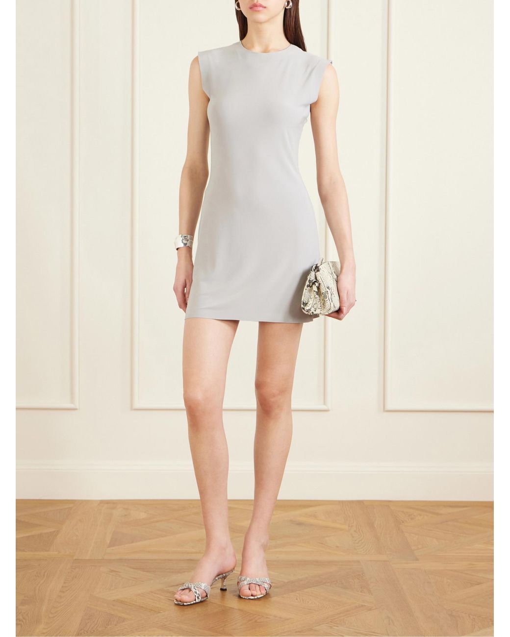 Norma Kamali White Satin-Crepe Mini Dress