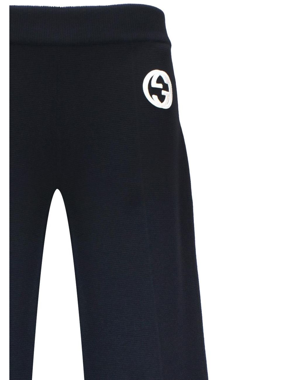 Gucci Blue Logo Embroidered Trousers