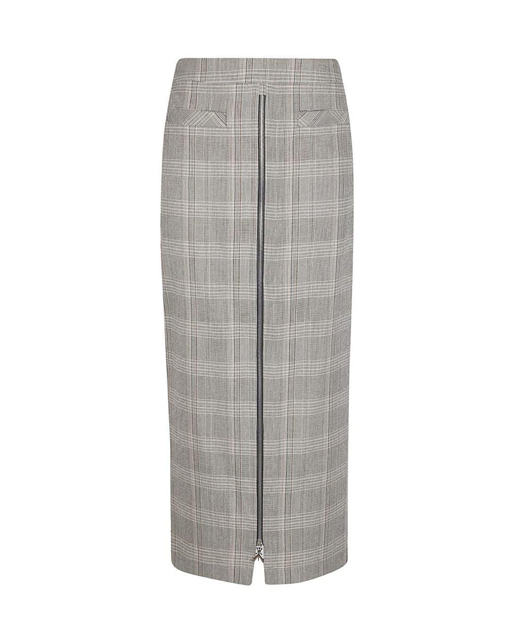 Patrizia Pepe Gray Checked Long Skirt