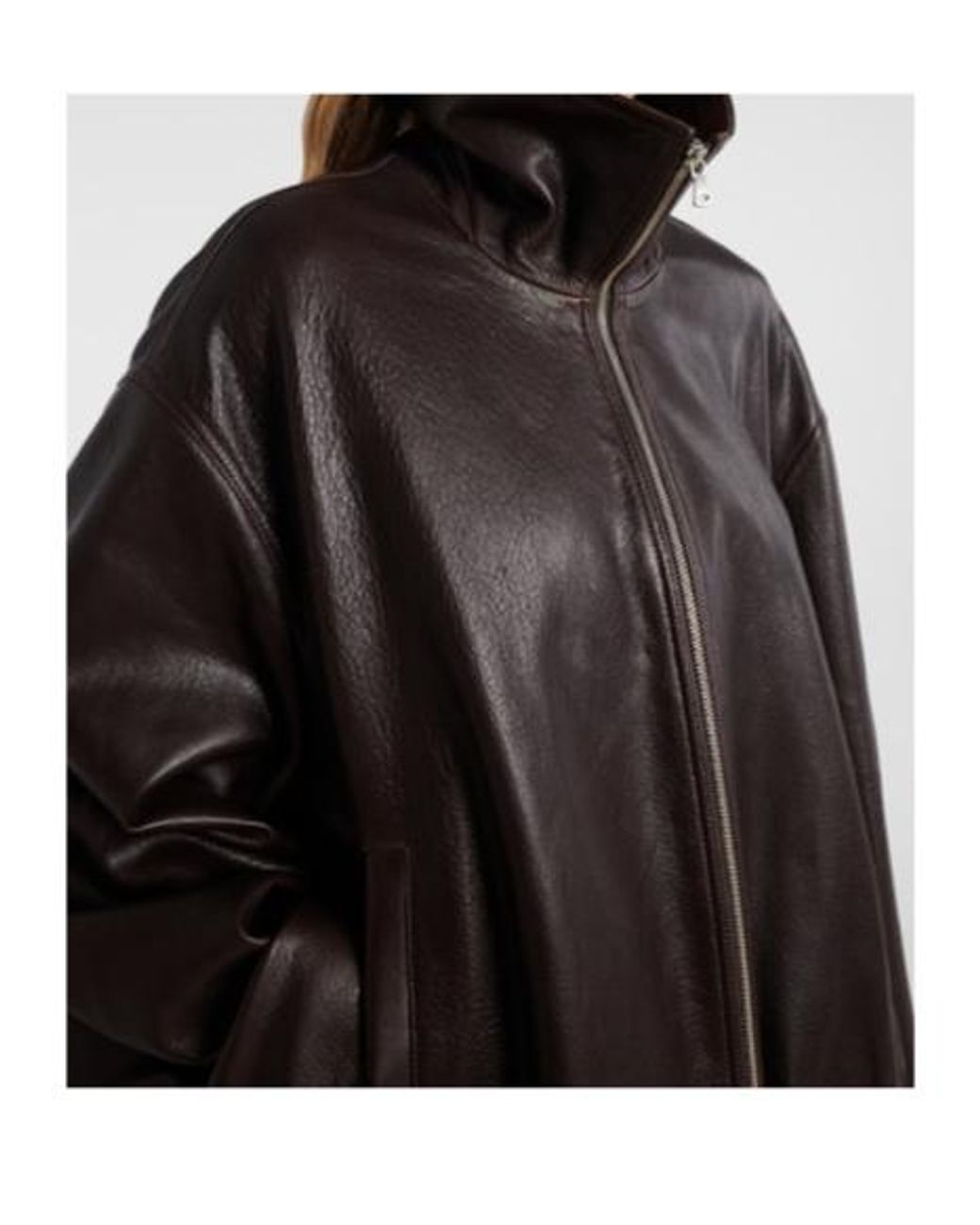 Nour Hammour Brown Elisse Leather Bomber Jacket