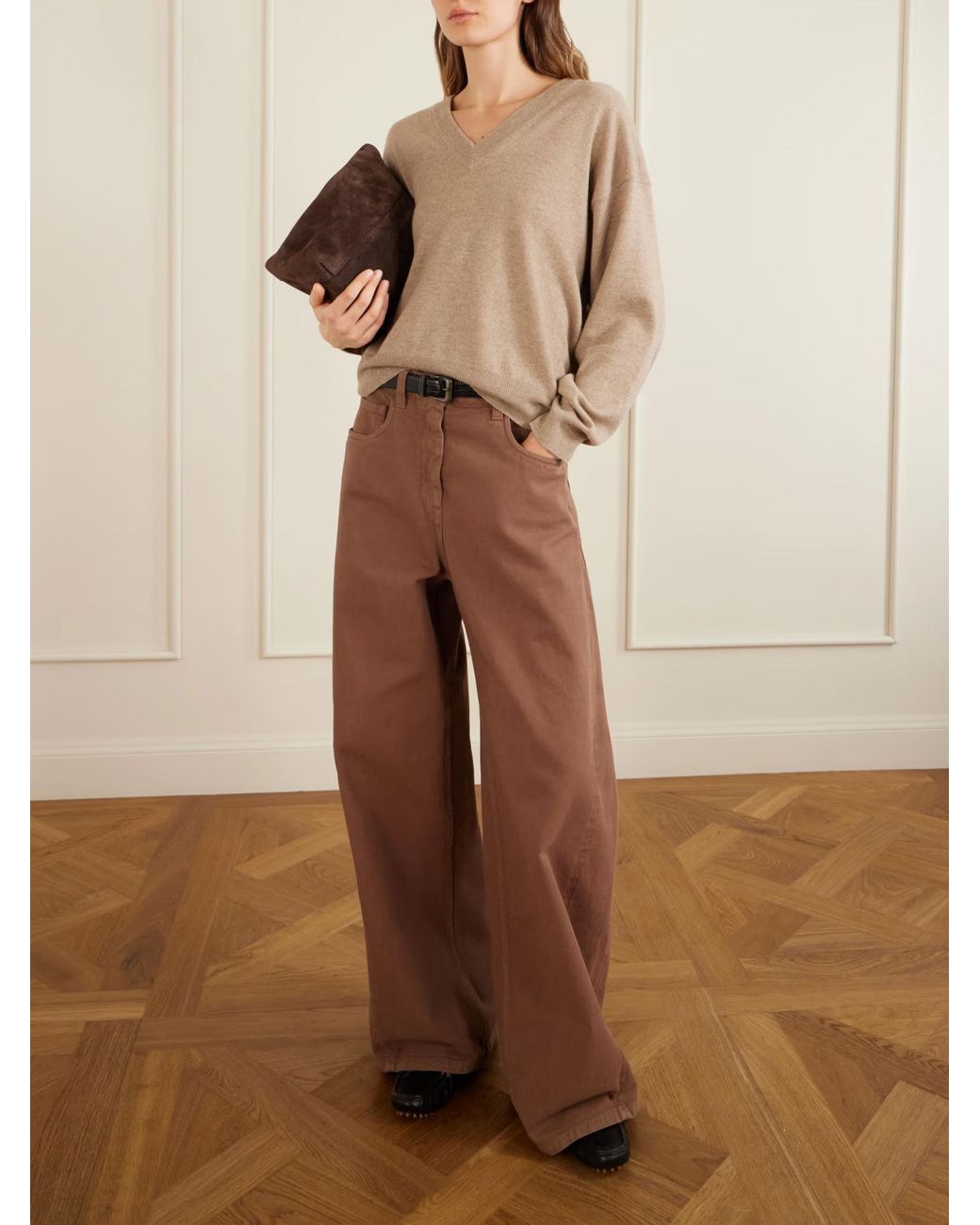 Brunello Cucinelli Natural V-Neck Sweater