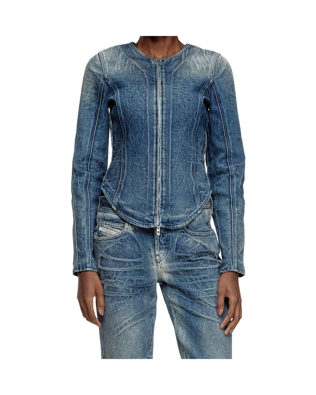 DIESEL Blue Zip-Up Denim Jacket