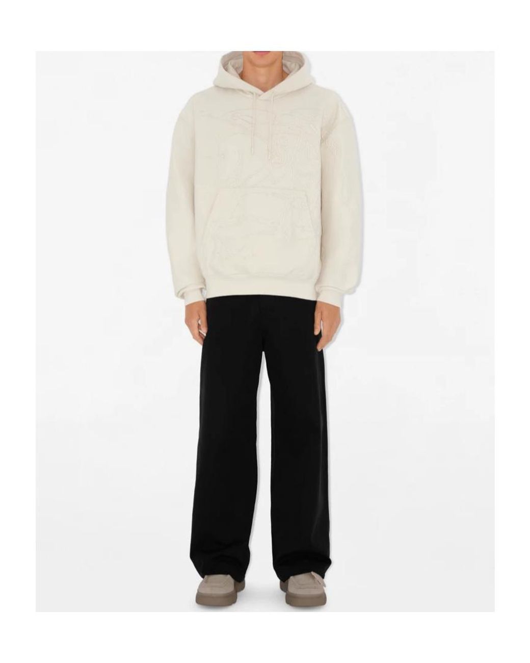 Burberry White Ekd Motif Drawstring Hoodie for men
