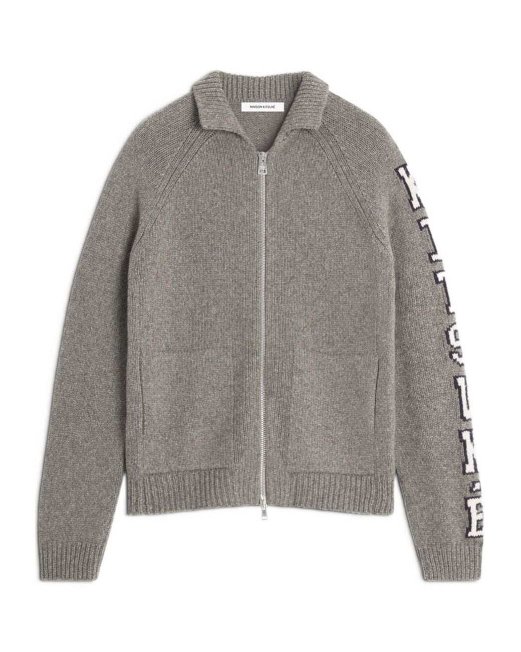 Maison Kitsuné Gray Maison Kitsuné College Knitted Jacket for men