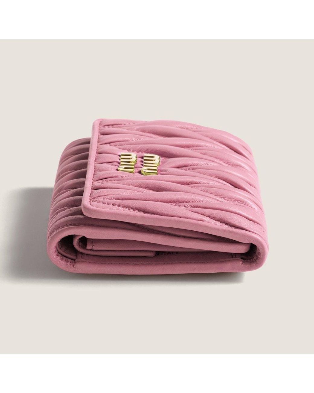 Miu Miu Natural Small Matelassé Nappa Leather Wallet