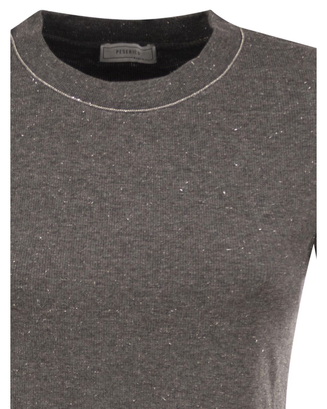 Peserico Gray Viscose Jersey T-Shirt With Lurex