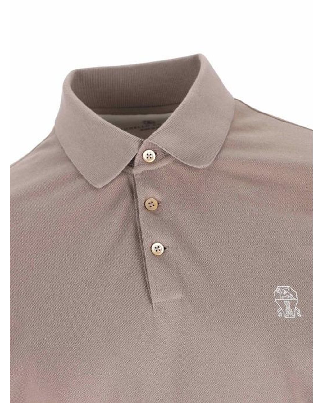Brunello Cucinelli Multicolor Logo Embroidered Short-Sleeved Polo Shirt for men