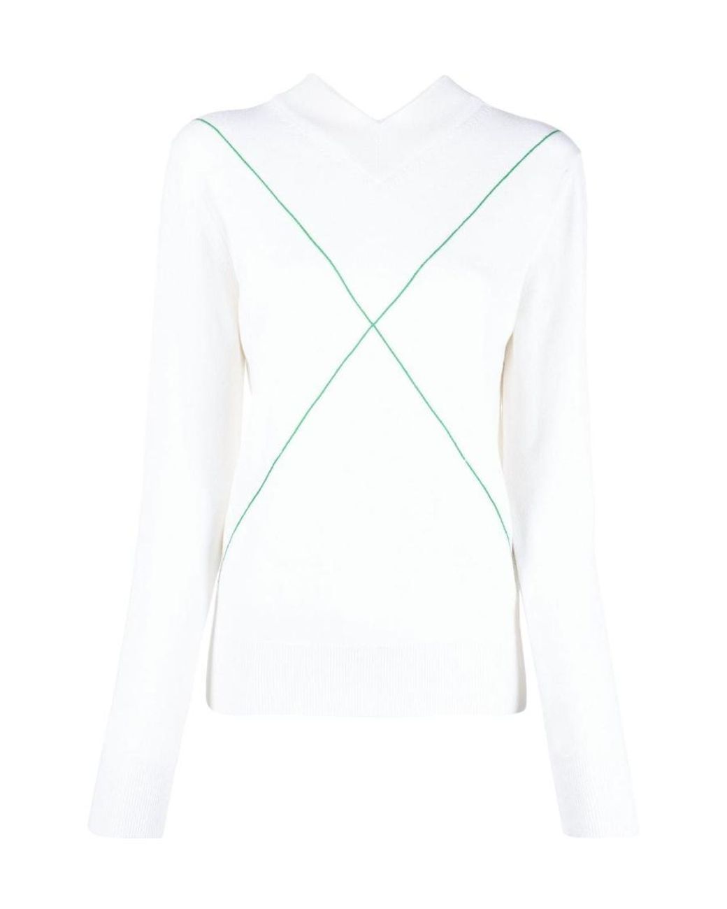 Bottega Veneta White Contrast-Stitch Jumper