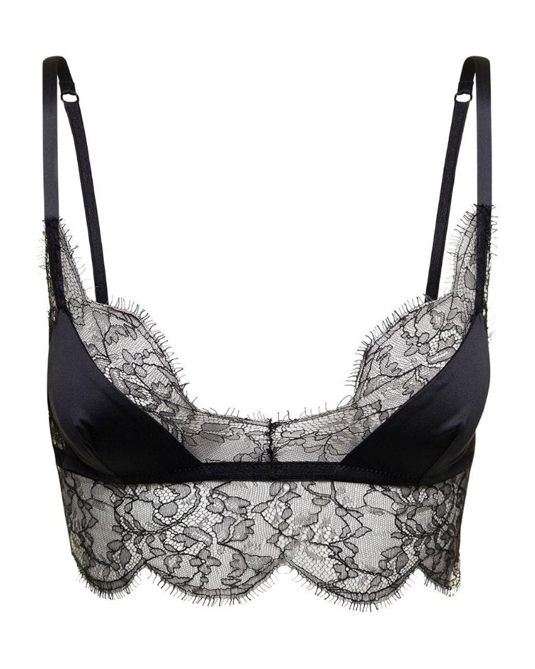 Dolce & Gabbana Gray Lace Satin Bra