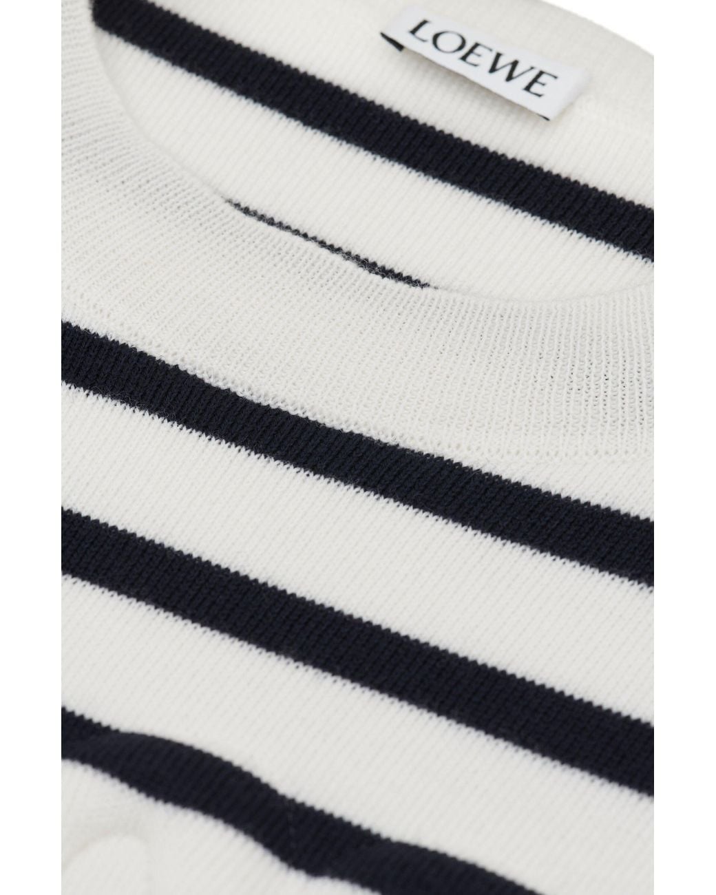 Loewe White Striped Cropped Jumper