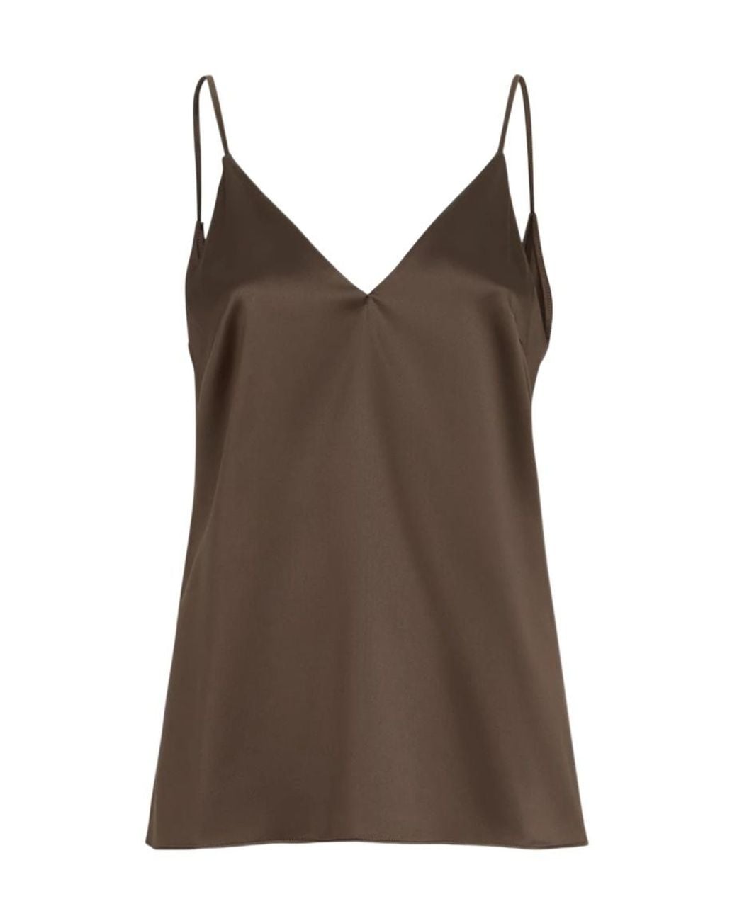 Brunello Cucinelli Brown Stretch Silk Satin Camisole