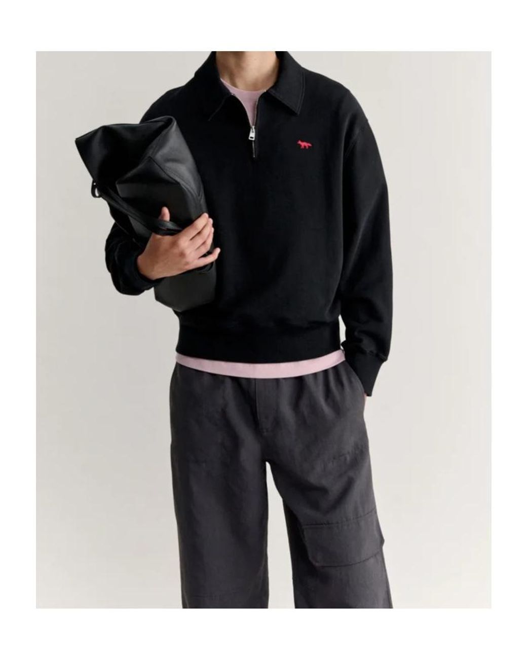 Maison Kitsuné Blue Maison Kitsuné Profile Fox Zip Polo Sweatshirt for men