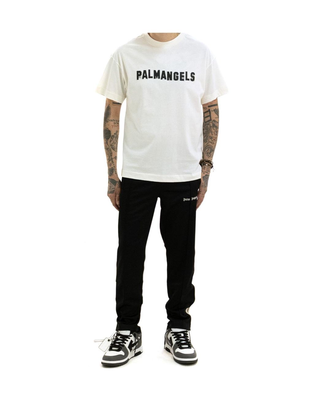 Palm Angels White Logo Printed T-Shirt for men