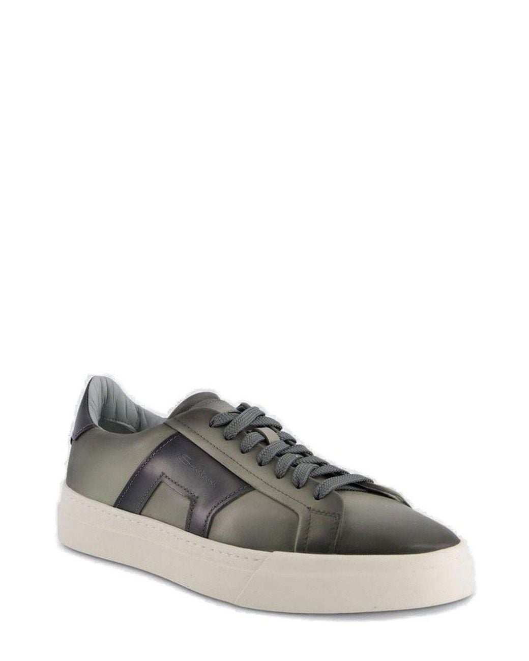 Santoni Brown Logo-Embossed Lace-Up Sneakers for men