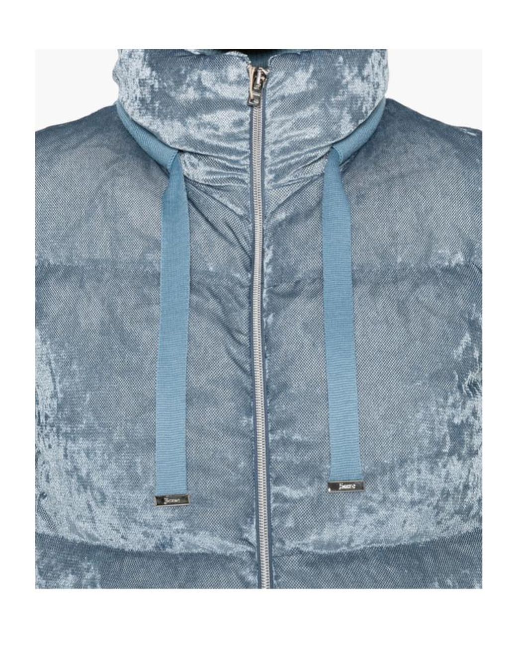 Herno Blue Quilted Velvet Zip-Up Gilet