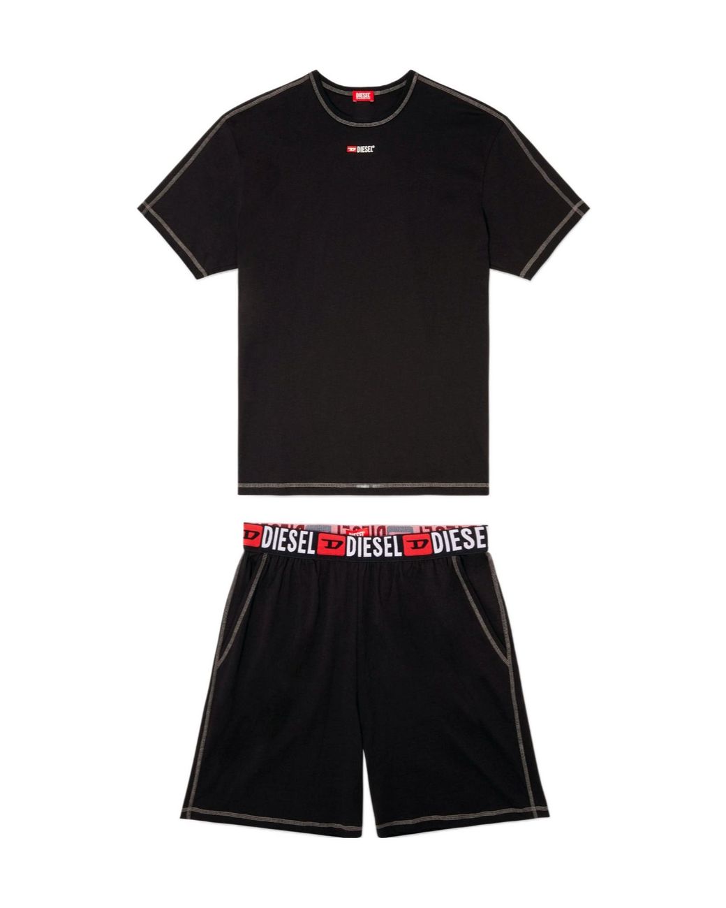 DIESEL Black Set-Adam-D-Core Two-Piece Pajamas for men
