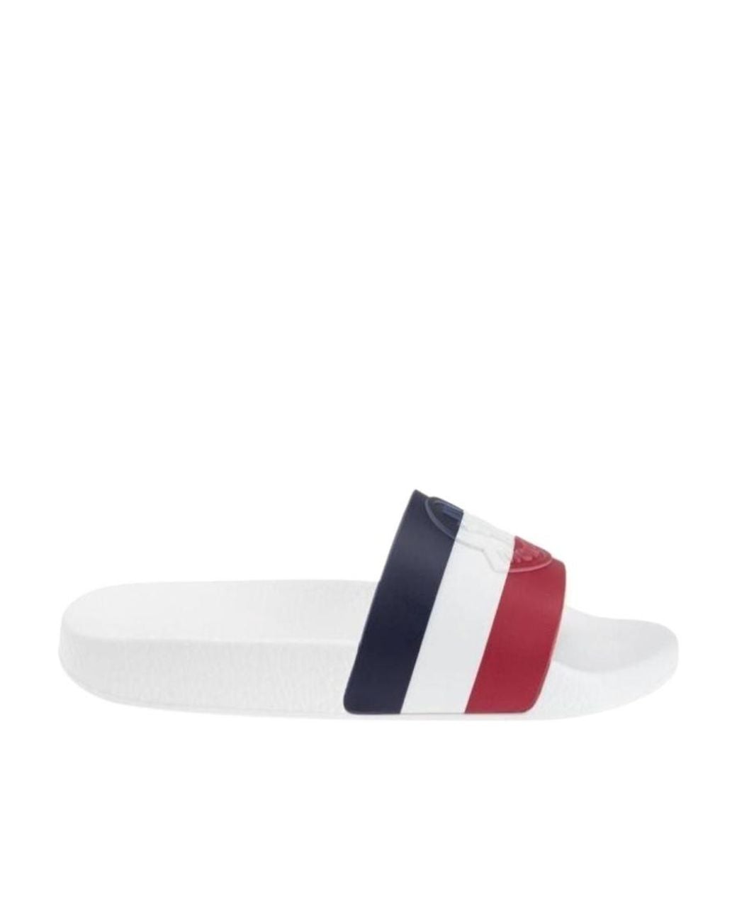 Moncler White Striped Slides