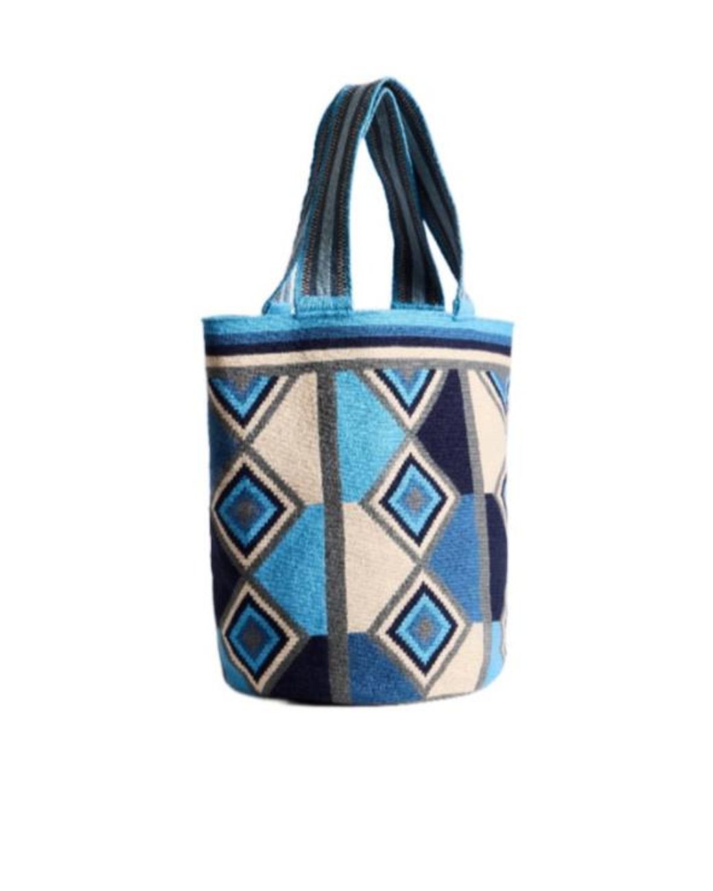 J.W. Anderson Blue Jw Anderson Pattern-Intarsia Knitted Tote Bag