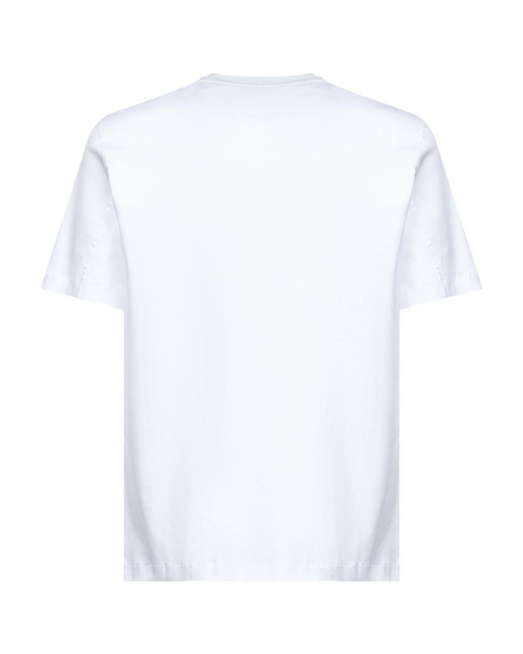 Brunello Cucinelli White Logo Printed Crewneck T-Shirt for men