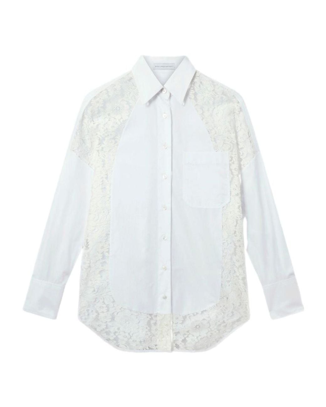 Stella McCartney White Lace-Panelled Cotton Shirt