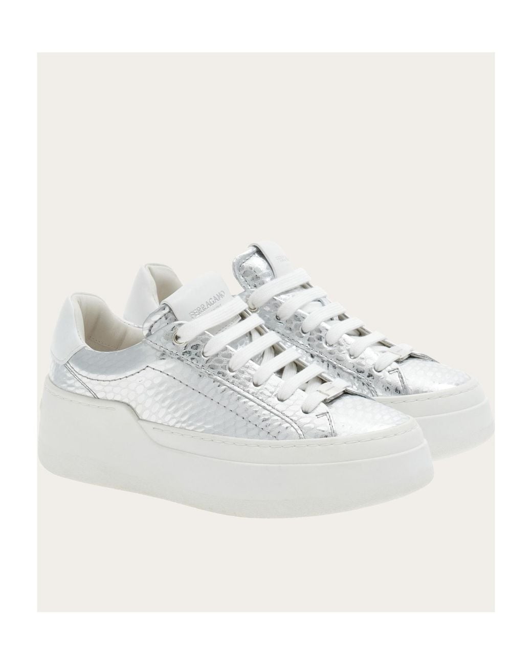 Ferragamo White Lace-Up Sneakers
