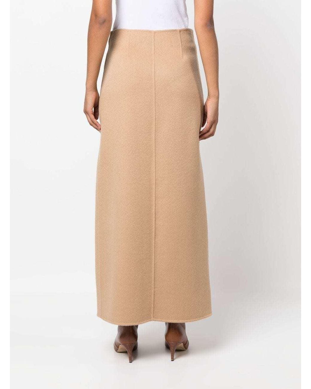 P.A.R.O.S.H. Natural Zip-Up Straight Wool Skirt