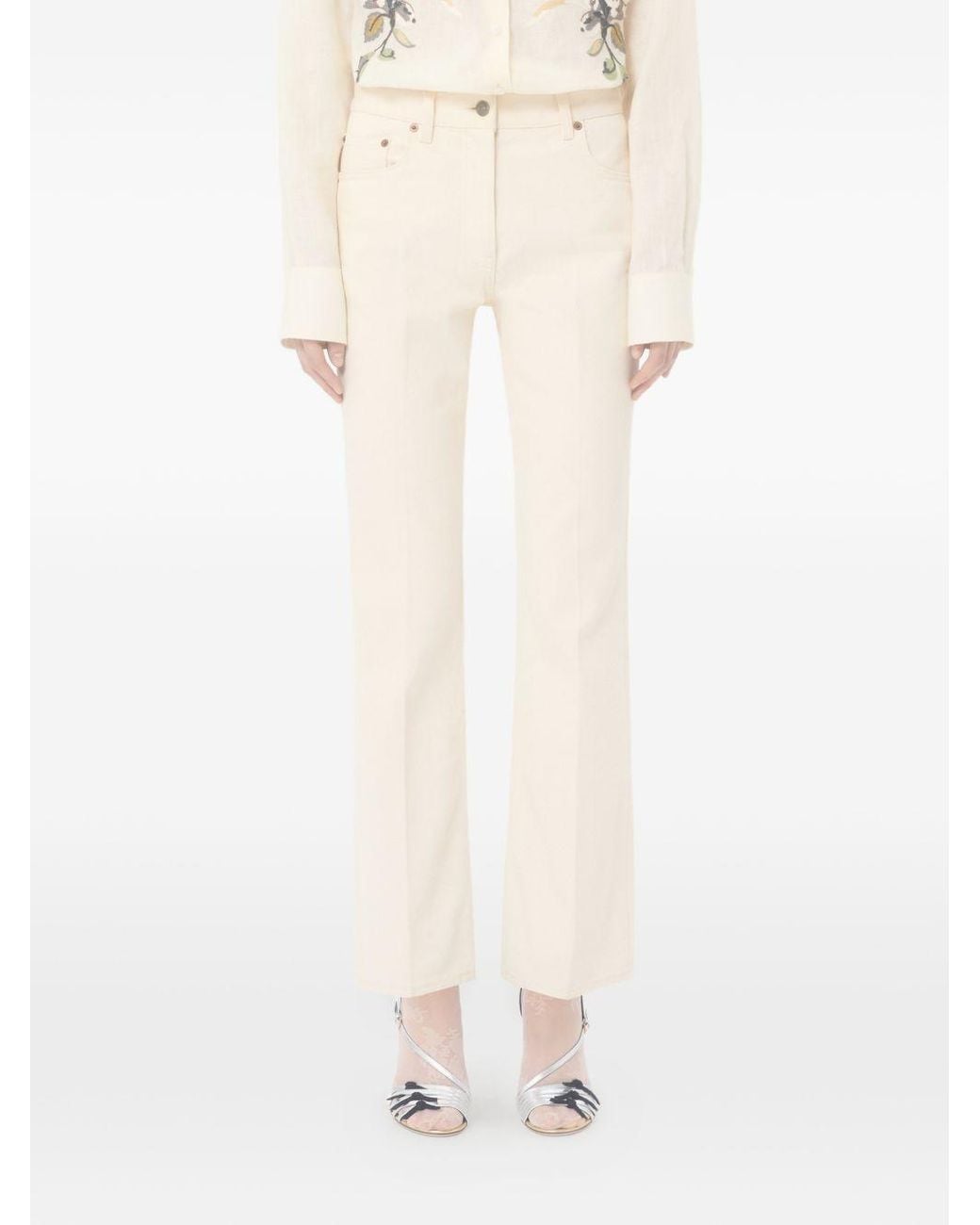 Valentino White High-Waist Flared Jeans