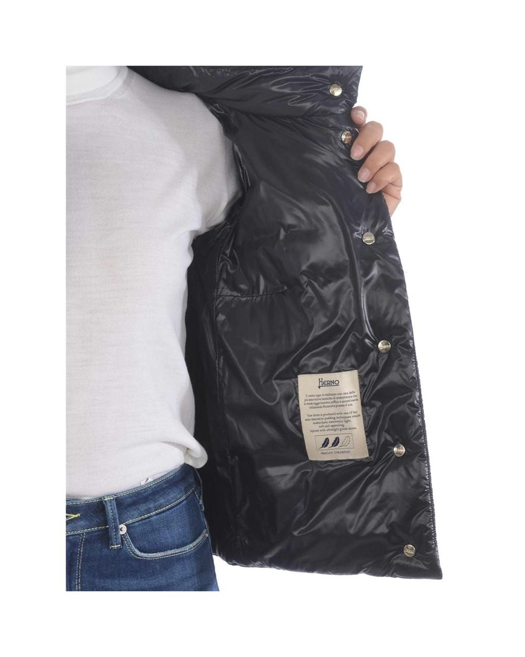 Herno Blue Three-Quarter Sleeve Quilted Down Jacket