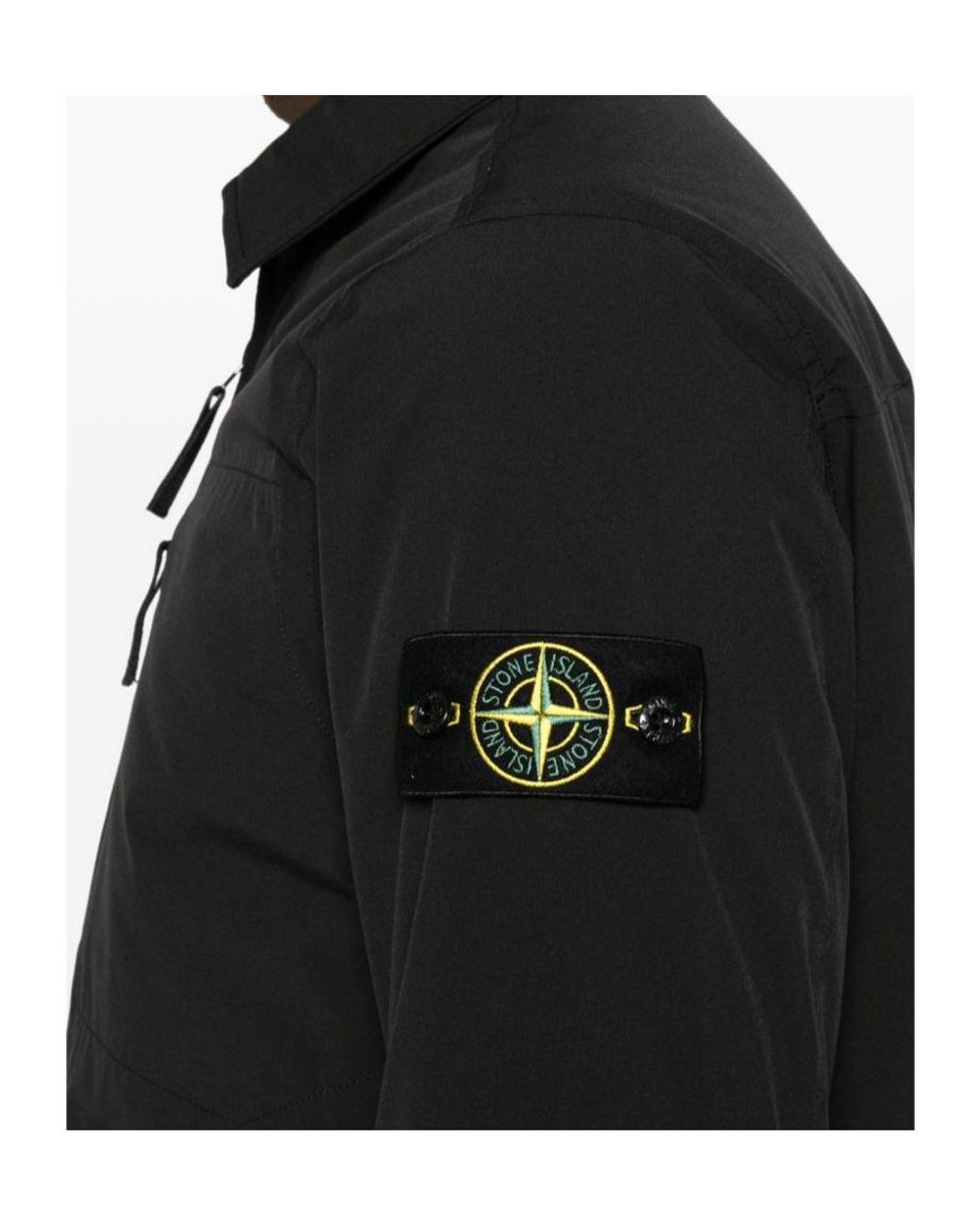 Stone Island Black Logo Patch Zip-Up Jacket for men