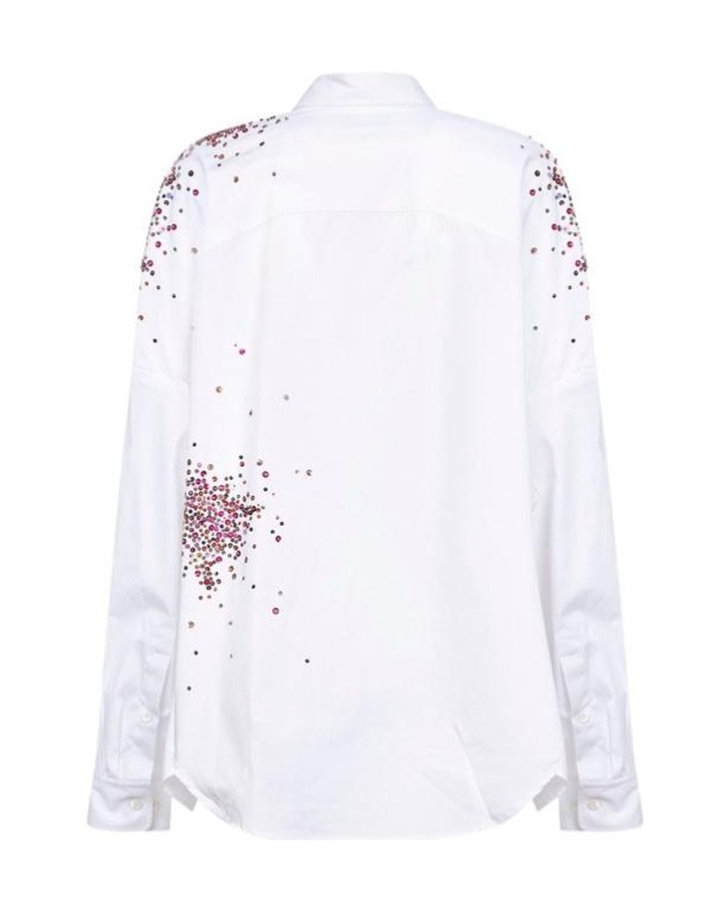 Dries Van Noten White Oversized Embellished Cotton Oxford Shirt