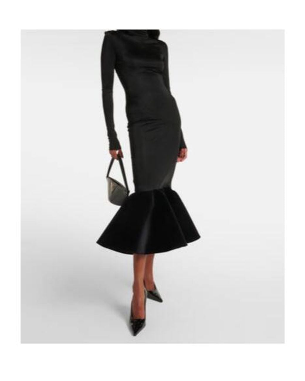 David Koma Black Flounced Jersey Midi Dress