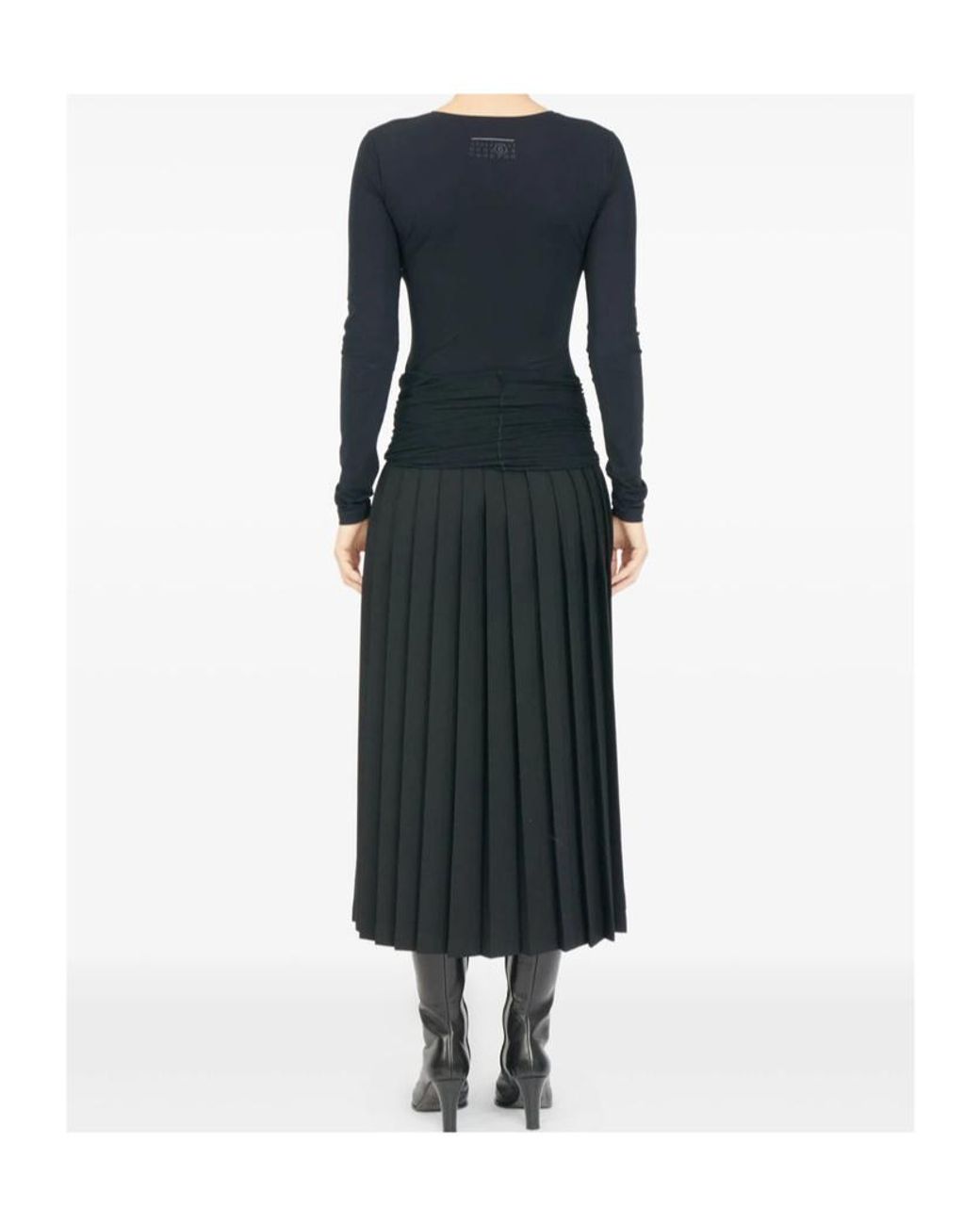 MM6 by Maison Margiela Black Pleated Skirt With Textured Ruching