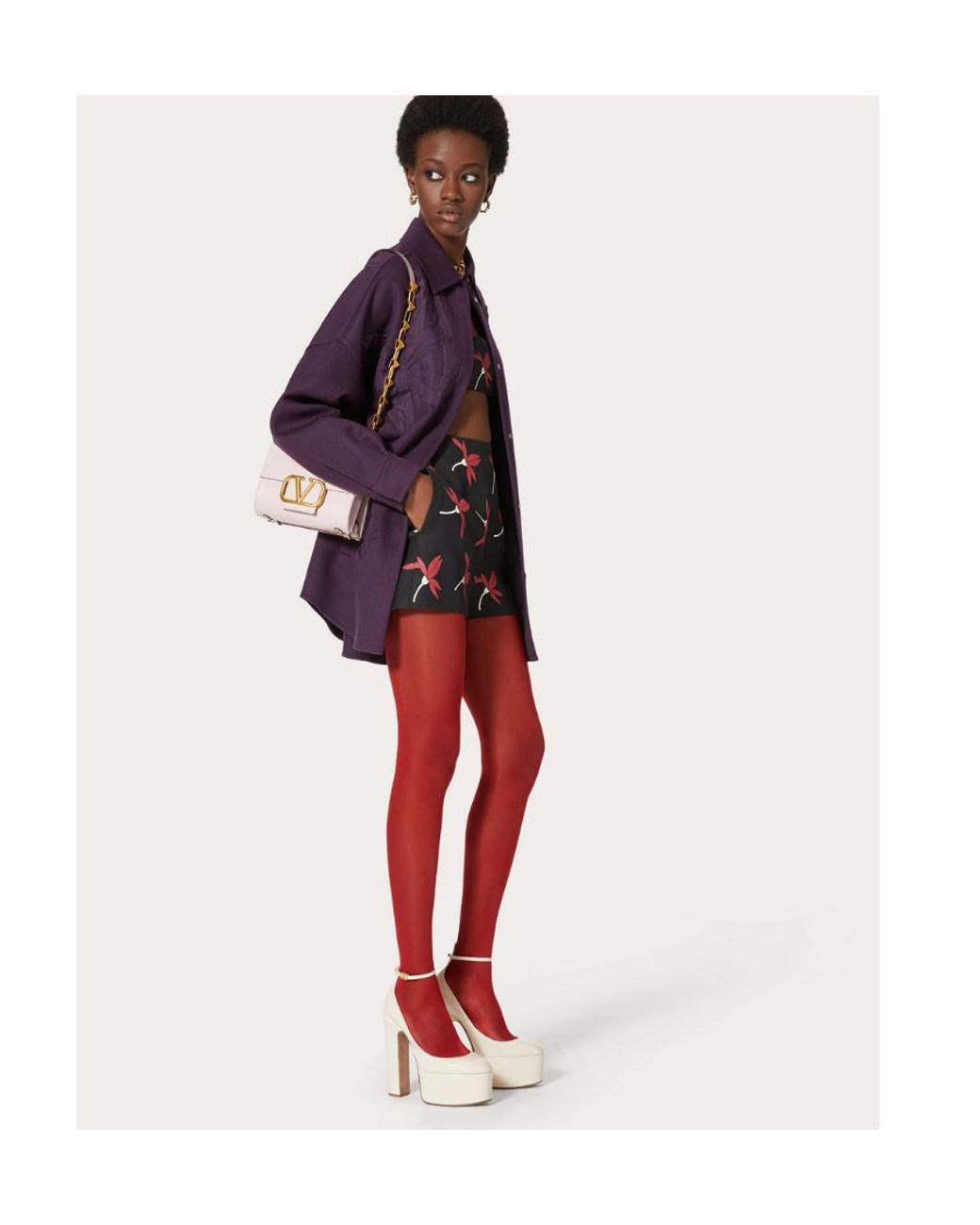 Valentino Red Floral-Print Shorts