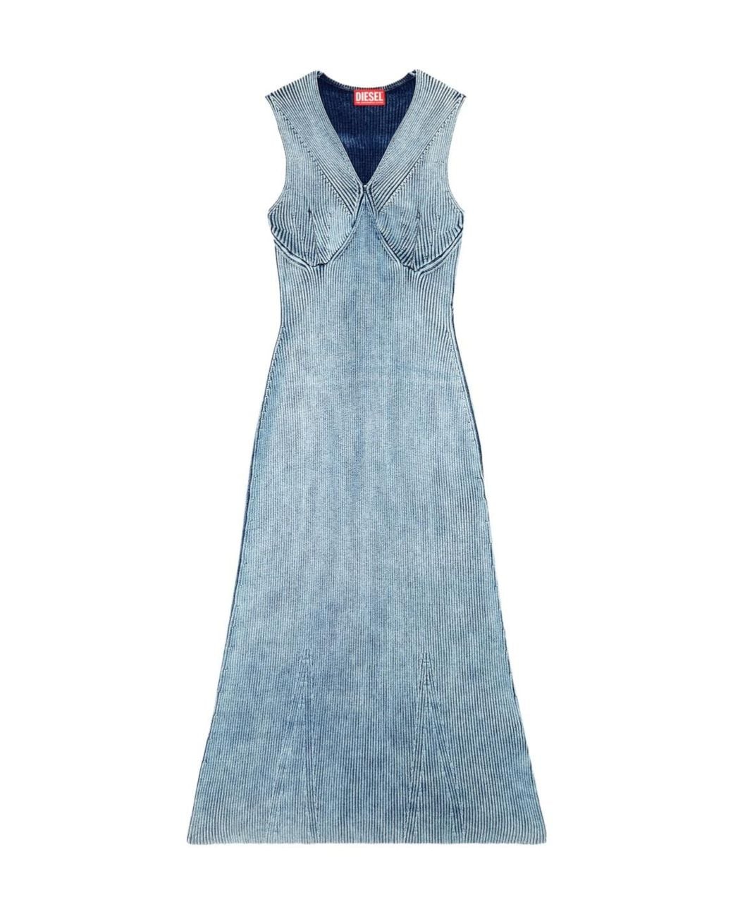 DIESEL Blue M-Milong Denim-Yarn Midi Dress