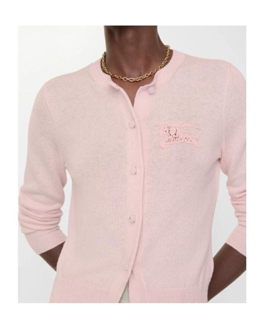 Burberry Pink Ekd Crewneck Buttoned Cardigan