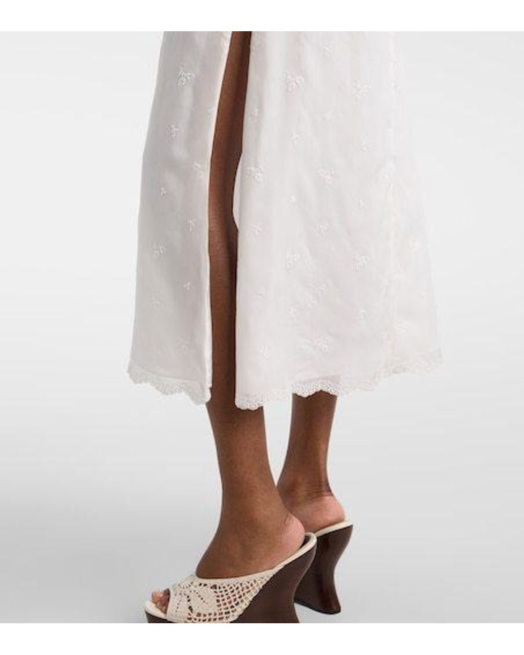 Magda Butrym White Embroidered Silk, Wool And Cotton-Blend Midi Dress