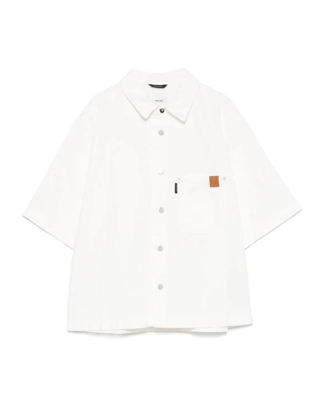 Haikure White Collared Short-Sleeve Shirt
