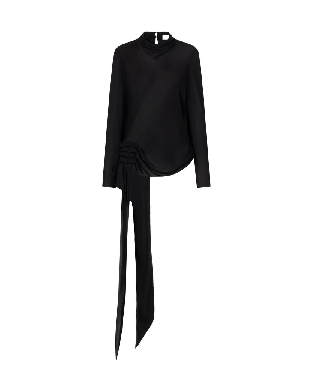 Kallmeyer Black Gathered Silk-Charmeuse Blouse