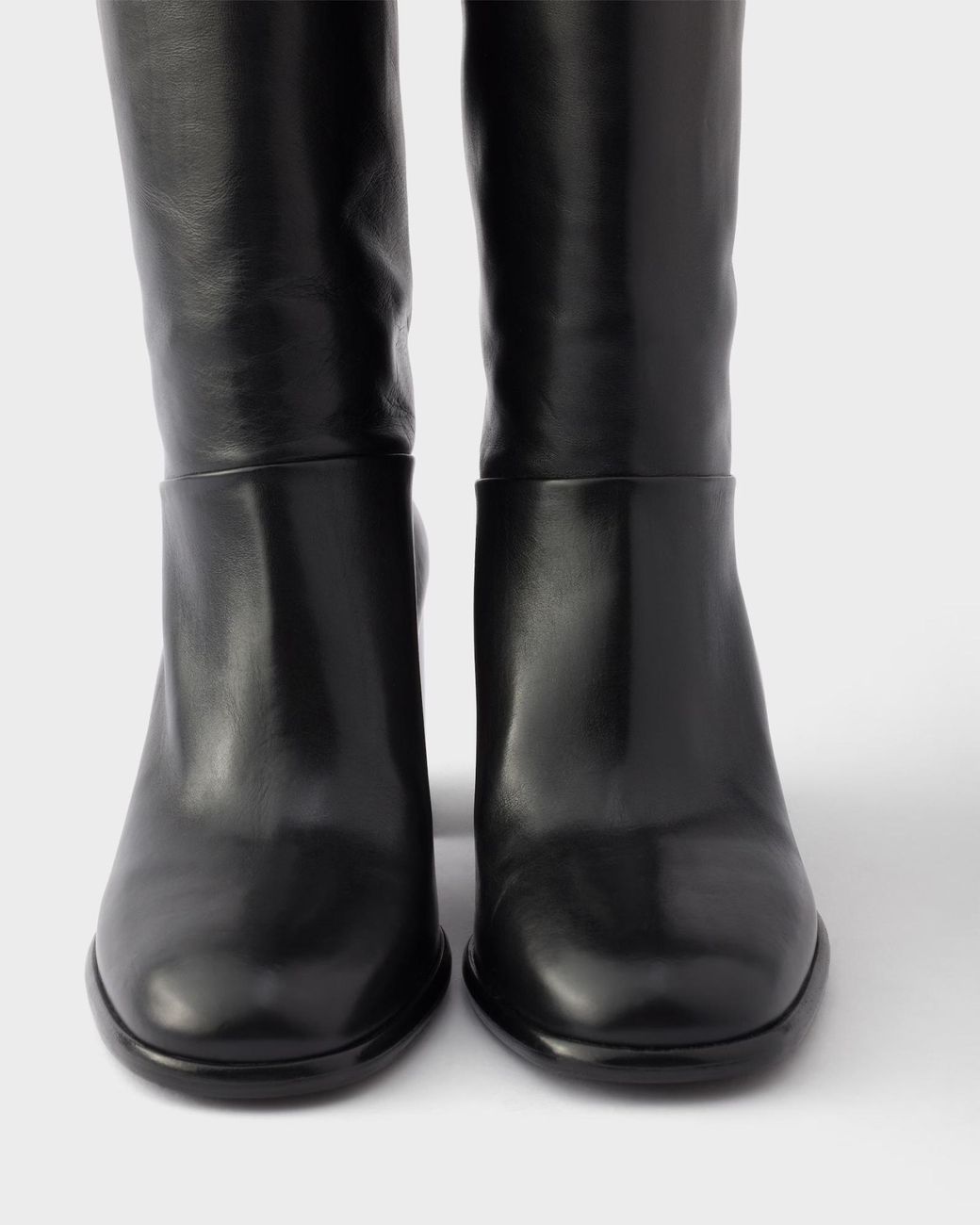 Prada Black Triangle Logo High Boots