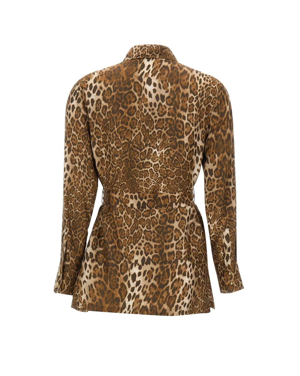 Max Mara Brown Studio Animal Printed Long-Sleeved Shirt
