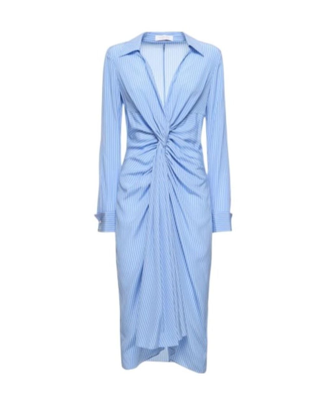 Michael Kors Blue Pleated Shirt Dress